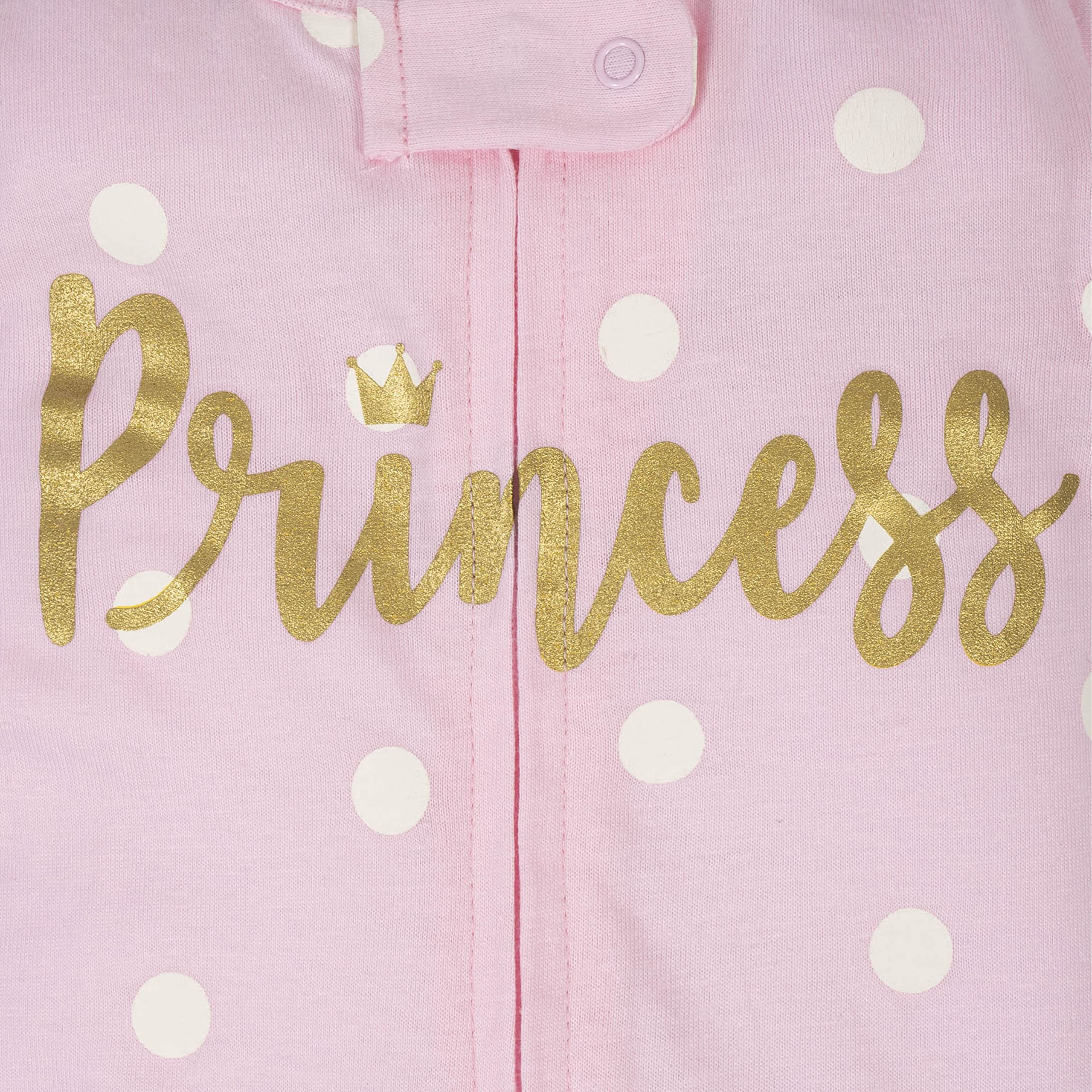 Gerber Sleep 'N Play Lot de 4 grenouillères pour bébé fille, motif princesse