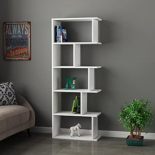 Hocuspicus 5 Tier Bookcase with Many Colour Options - 161x62x28cm - Living Room Furniture - Easy to Assemble - Book Storage - Display Unit (White)