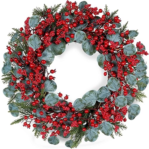 Artificial Christmas Wreath 22inch Christmas Wreaths for Front Door Xmas