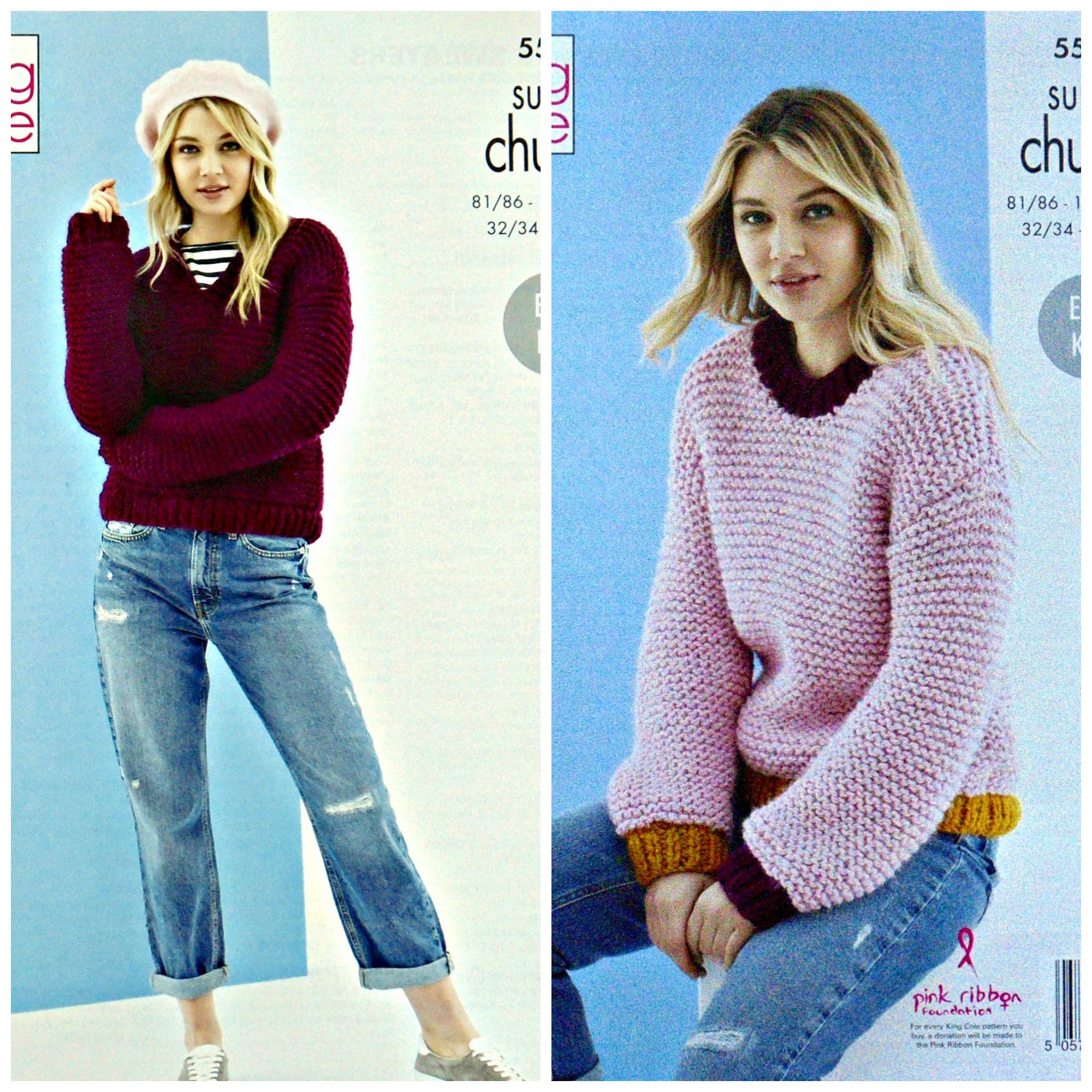 King Cole Ladies Super Chunky Knitting Pattern Womens Easy Knit Sweaters 5524