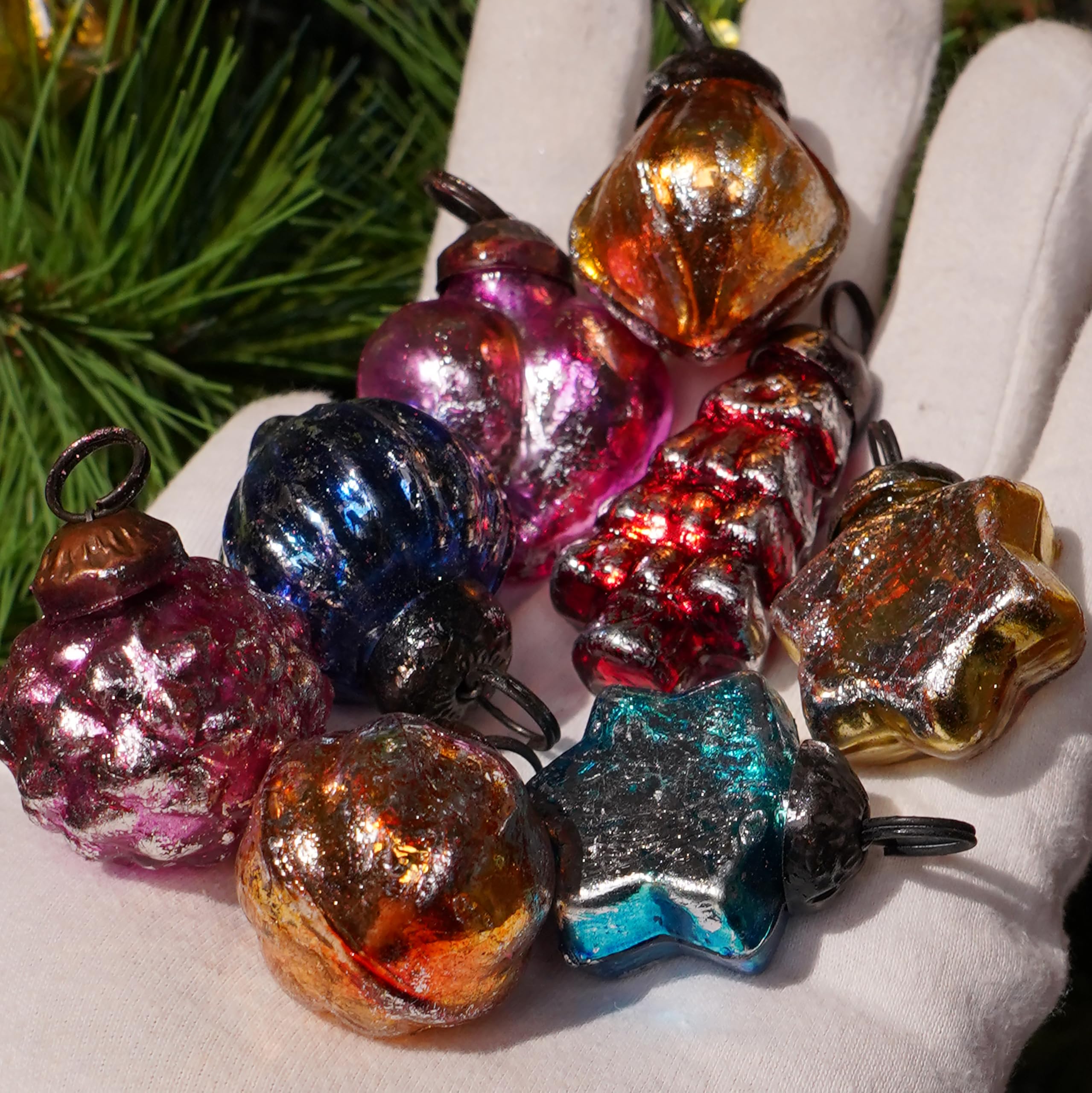25 Stück Vintage Antik Glas Weihnachten Ornamente Mini Kugeln Retro für Weihnachtsbaum Halloween Neujahr Valentinstag Urlaub Veranstaltungen und Hochzeitsfeier Dekorationen