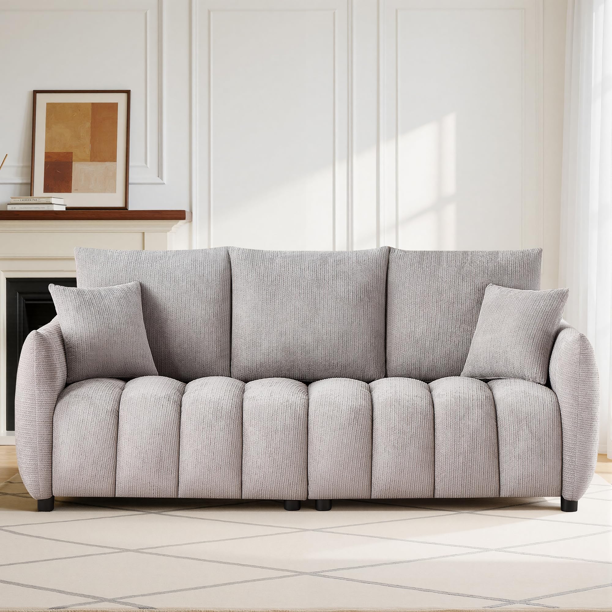 View 1 of *** Box 1/2 *** Meqiodas Modern Boucle Sofa Couch - 3 Seater
