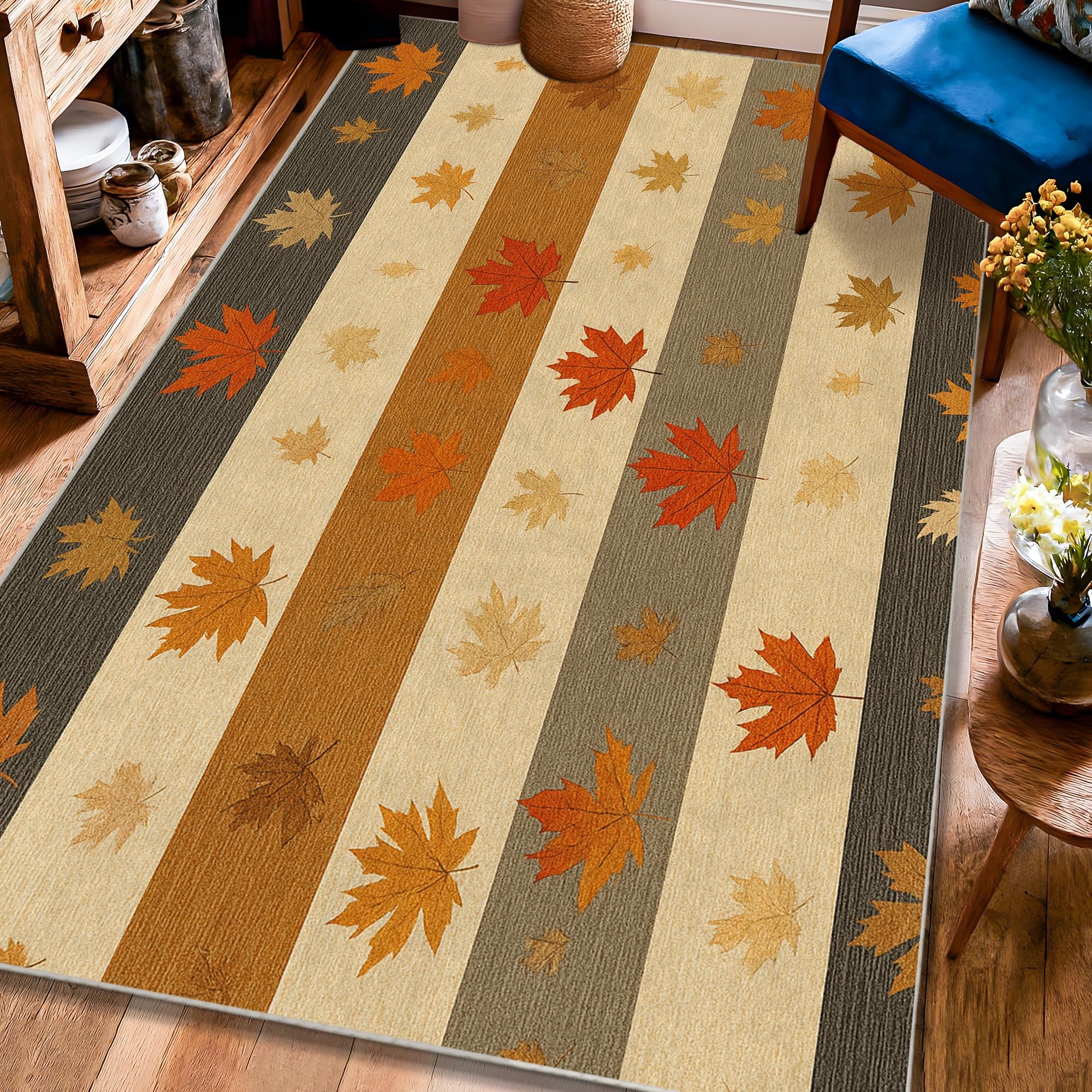 Tapis de salon orange automne 1,2x1,8m rectangulaire doux et durable