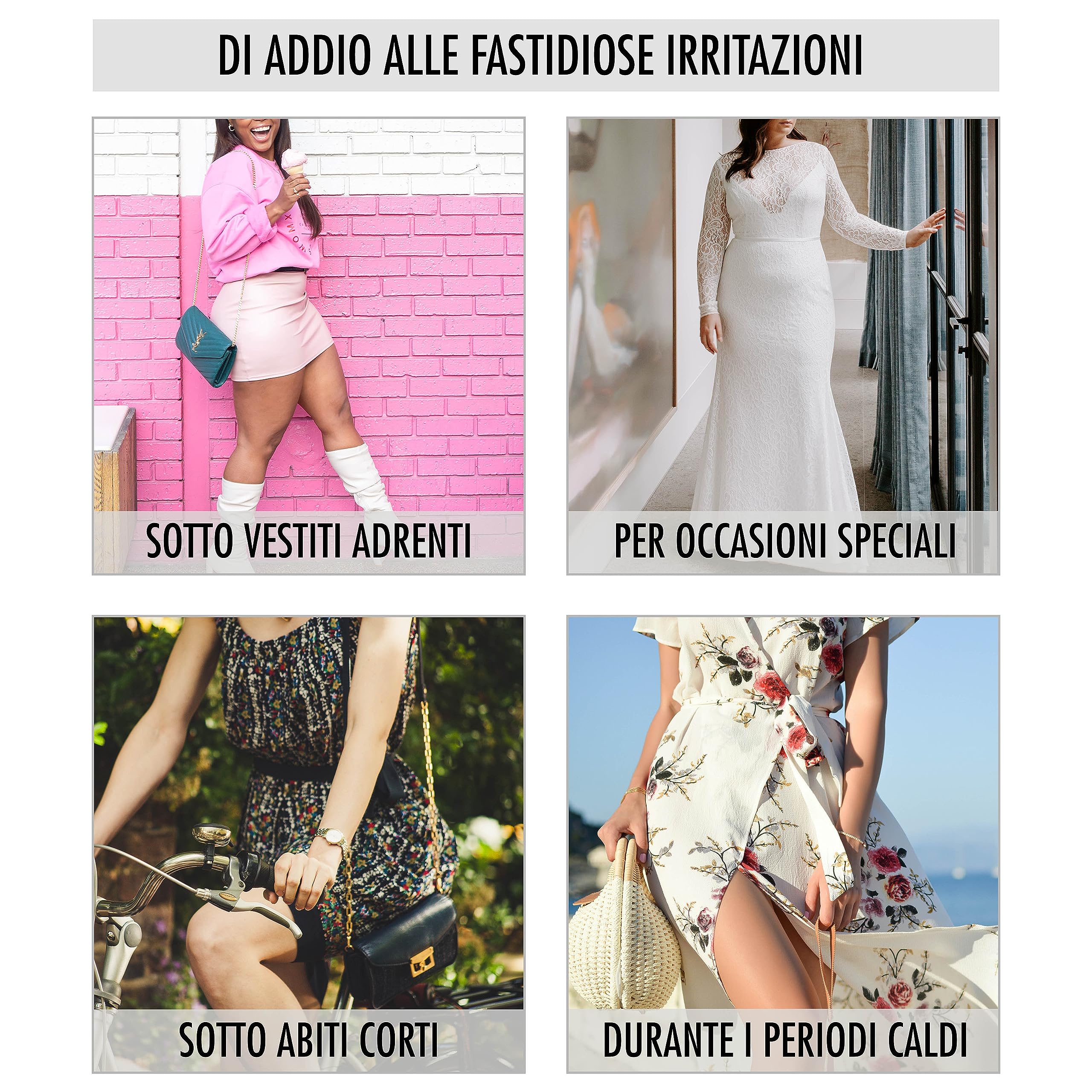 Risalti Pantaloncini Antisfregamento Donna Microfibra 3 pz- Pantaloncini Sottogonna Donna Elasticizzati, Antisfregamento Cosce Donna, Leggins Corti Donna, Shorts Senza Cuciture - 100% Made in Italy
