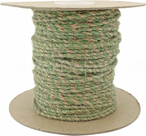 cleverdelights Twine50yardstrenzado de yute y menta Color3mm de diámetroEcológico Yute Natural Cadena Cuerda