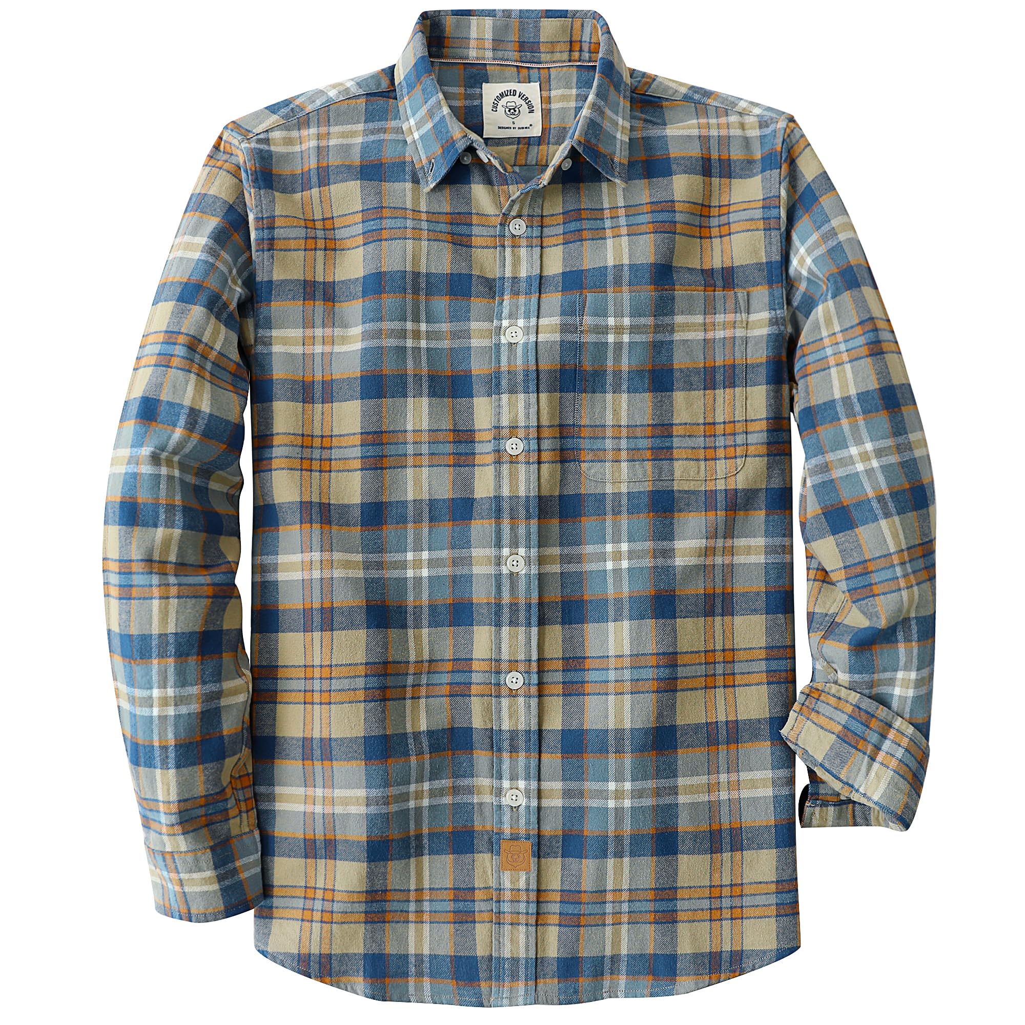 Dubinik® 6 oz Flannel Shirt for Men Plaid Mens Button Down Long Sleeve Shirts Cotton Casual