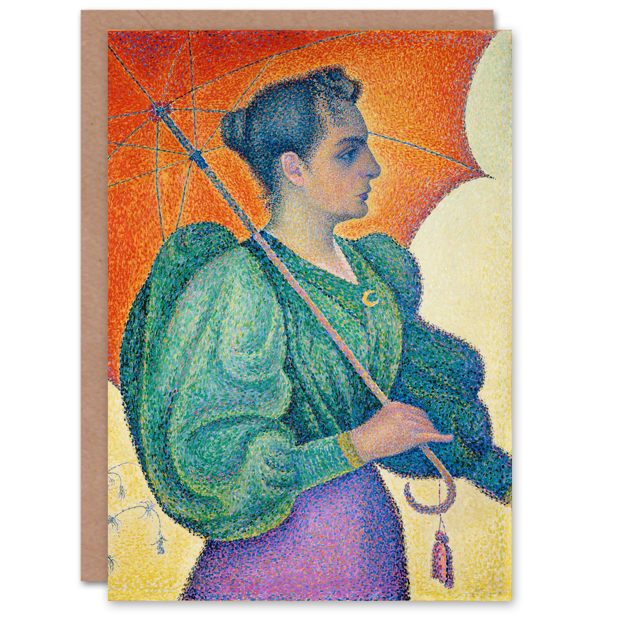 Artery8 Woman With An Umbrella Portrait Greeting Card