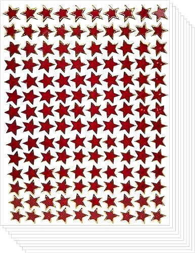 Pegatinas de recompensa escolar Star (10 hojas, pequeñas, rojo)