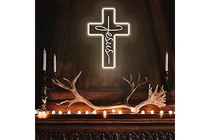 ILLUSAGA Jesus Light, Cross Neon Signs for Wall Décor