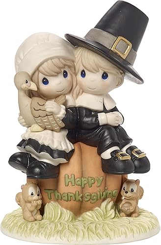 Precious Moments I Give Thanks Every Day For You Pilgrim Thanksgiving Couple Limited Edition Bisque Figura de porcelana 179014