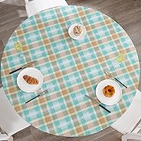 Vista 37 de Mantel redondo de vinilo ajustable con reverso de franela y borde elástico, impermeable, resistente a las manchas y el aceite, de cloruro