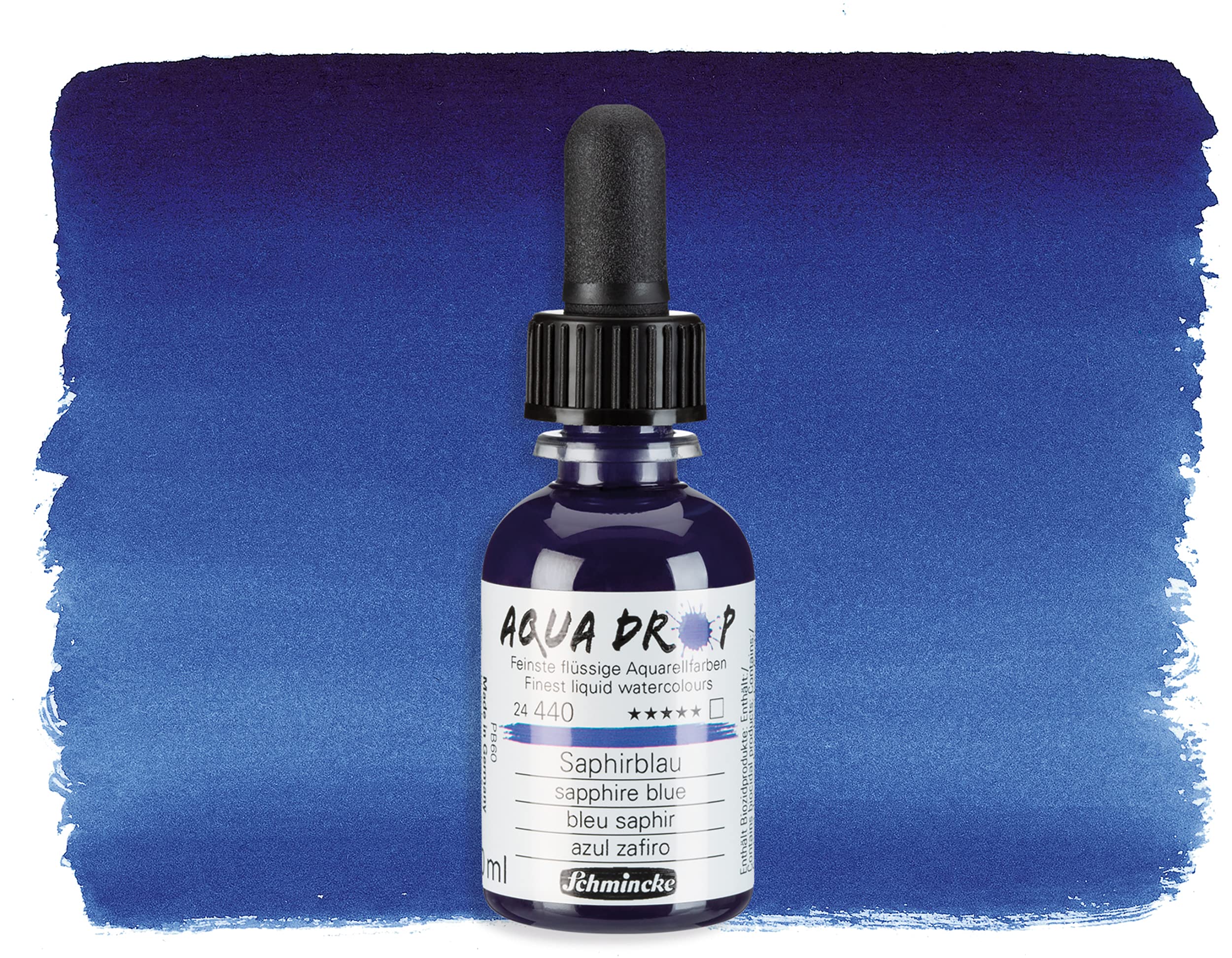 Schmincke, AQUA DROP, liquid pigment-based watercolour, sapphire blue in 30 ml pipette bottle, 24440034 - Image 2