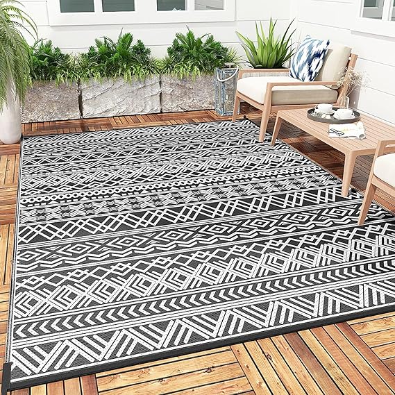 MontVooOutdoor Rug Carpet Waterproof 9x12 ft Reversible