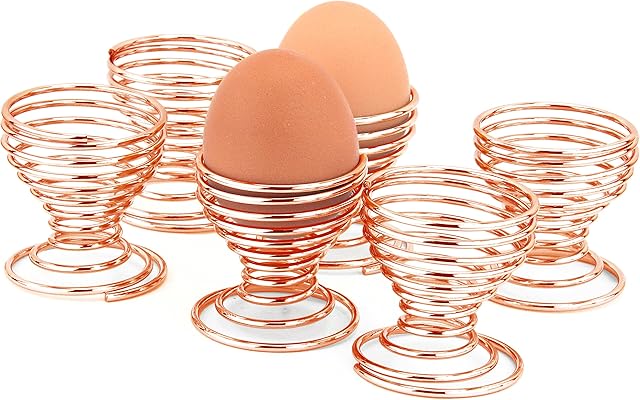 APOLLO THE HOUSEWARES BRAND Copper Egg Cups, Set of 6 Holders, Spiral, Copper