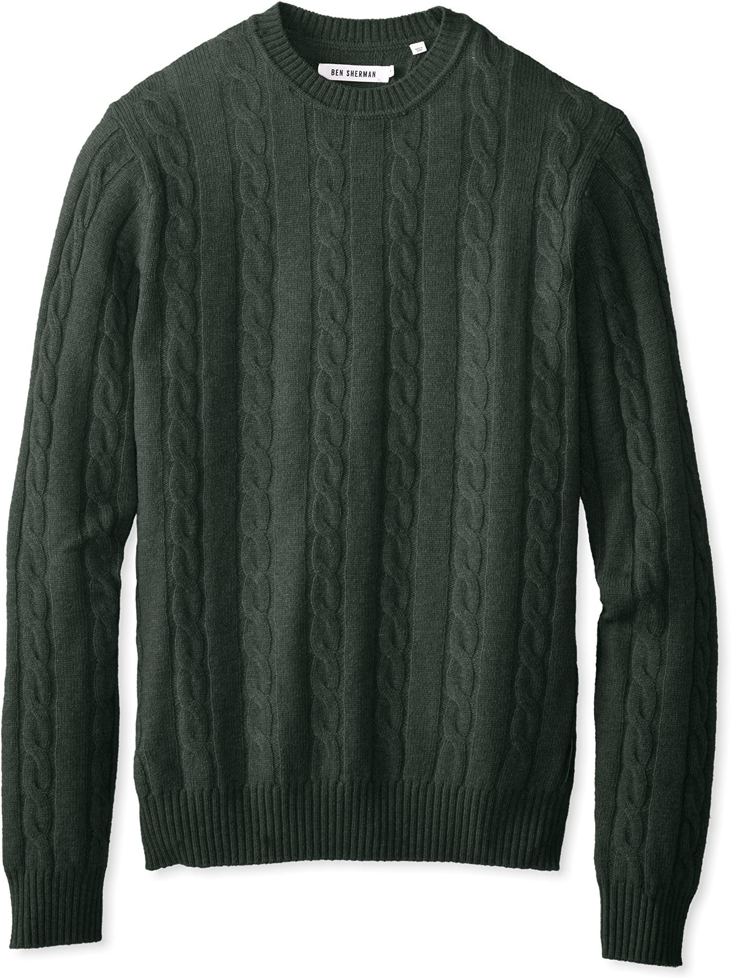 Ben Sherman Men's Long Sleeve Cable Crew Neck Sweater