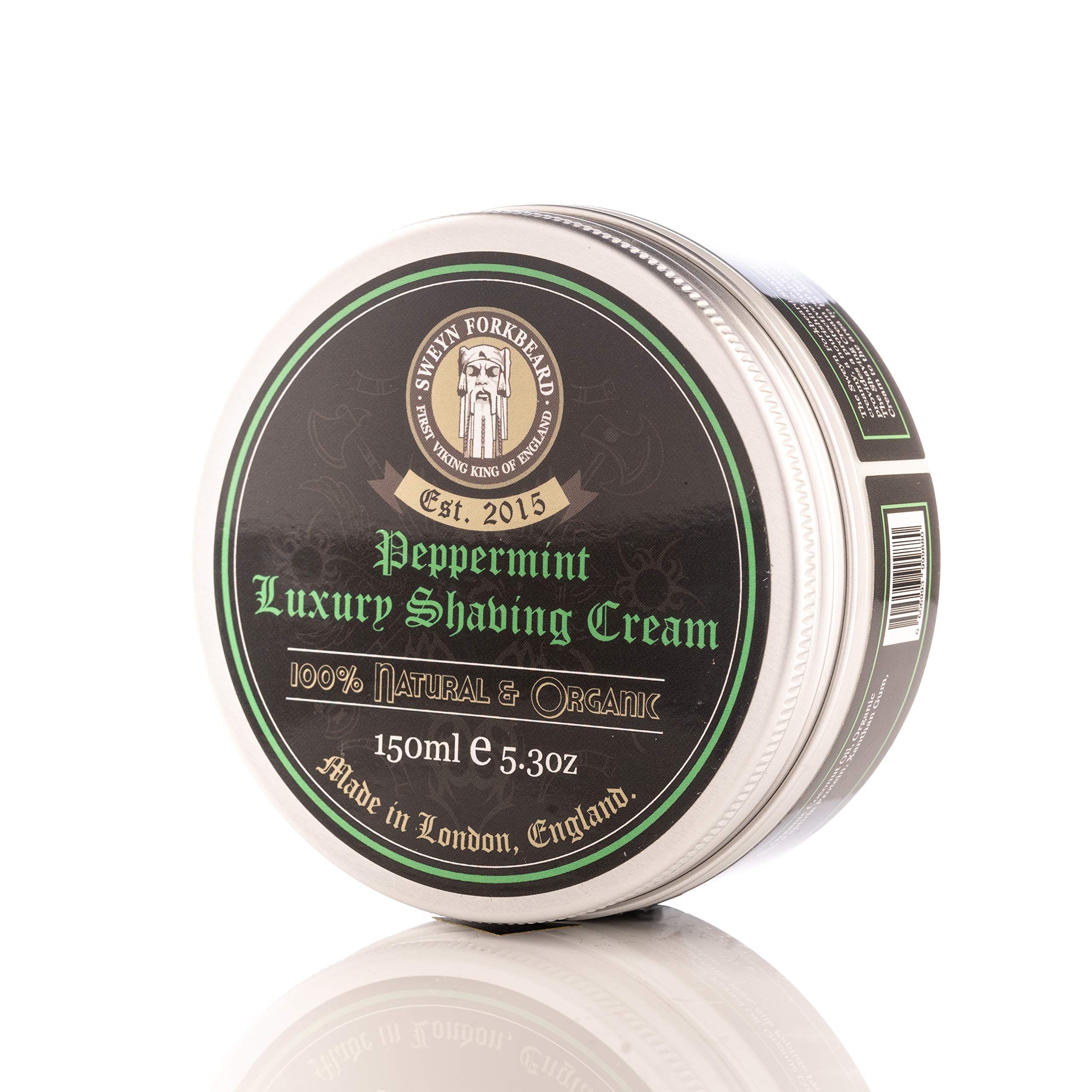 Organic Shaving Cream Peppermint Sweyn Forkbeard 150ml - 100% Organic Shaving Cream for Men Made in London