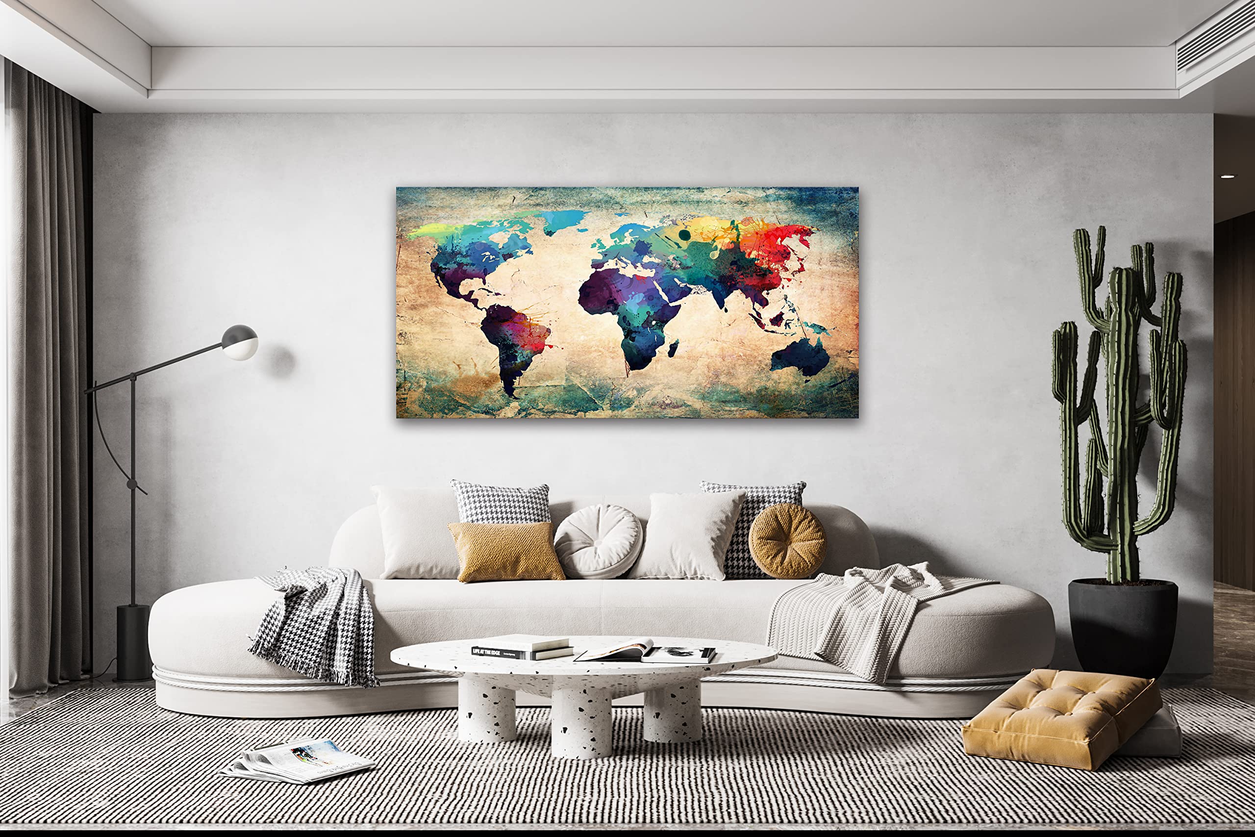 掛け絵(別世界) Amazon.co.jp: Baisuwallart A62062 抽象的な世界地図 キャンバス絵画