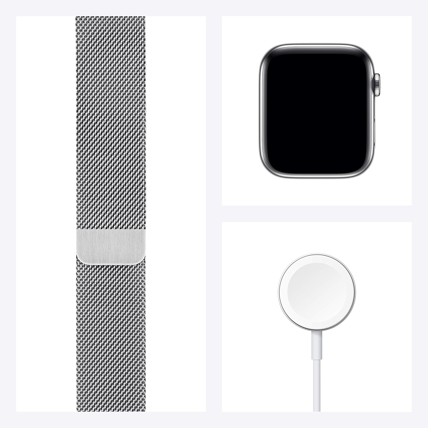 Apple Watch Series 6 (GPS + Cellular, 44mm) - Silver Stainless Steel Case with Silver Milanese Loop (Renewed)