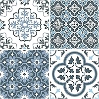 FloorPops FP2951 Myriad Blue Peel & Stick Vinyl Floor Tiles - Easy DIY Install, Water Resistant, 10-Pack 12x12in