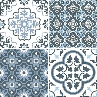 FloorPops FP2951 Myriad Blue Peel & Stick Vinyl Floor Tiles - Easy DIY Install, Water Resistant, 10-Pack 12x12in