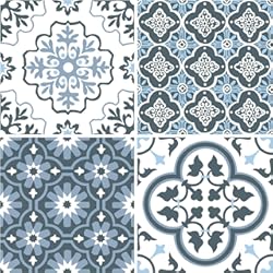 Azulejo Vinílico Autoadhesivo WallPops FP2951 Leyton - Azulejos de suelo autoadhesivos (30.5 x 30.5 cm), color azul