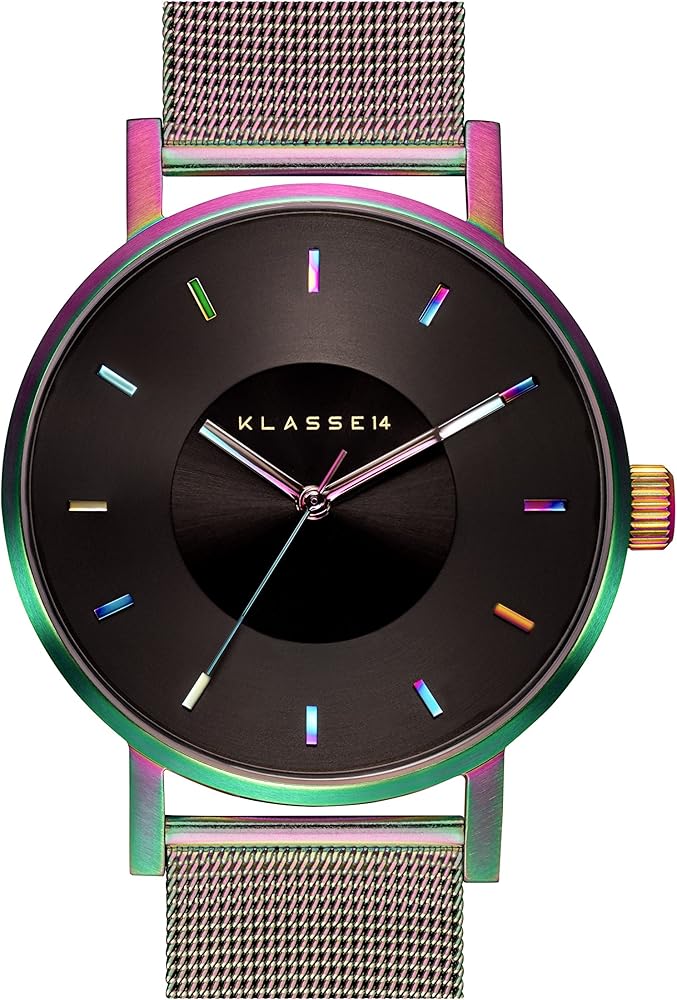 Klasse14 Volare Rainbow 42mm Mesh Band Black Dial Men's Watch