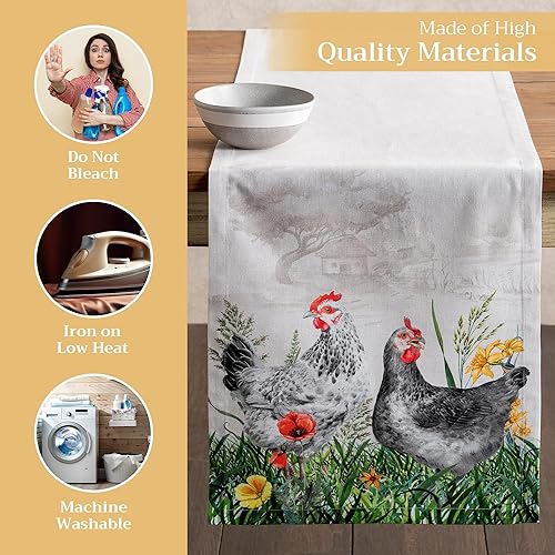 Miniatura 3 de Maison d' Hermine - Camino de mesa 14.50 pulgadas x 108 pulgadas, 100 % de algodón, decorativo, para cocina, fiesta, boda, restaurante y campamento,