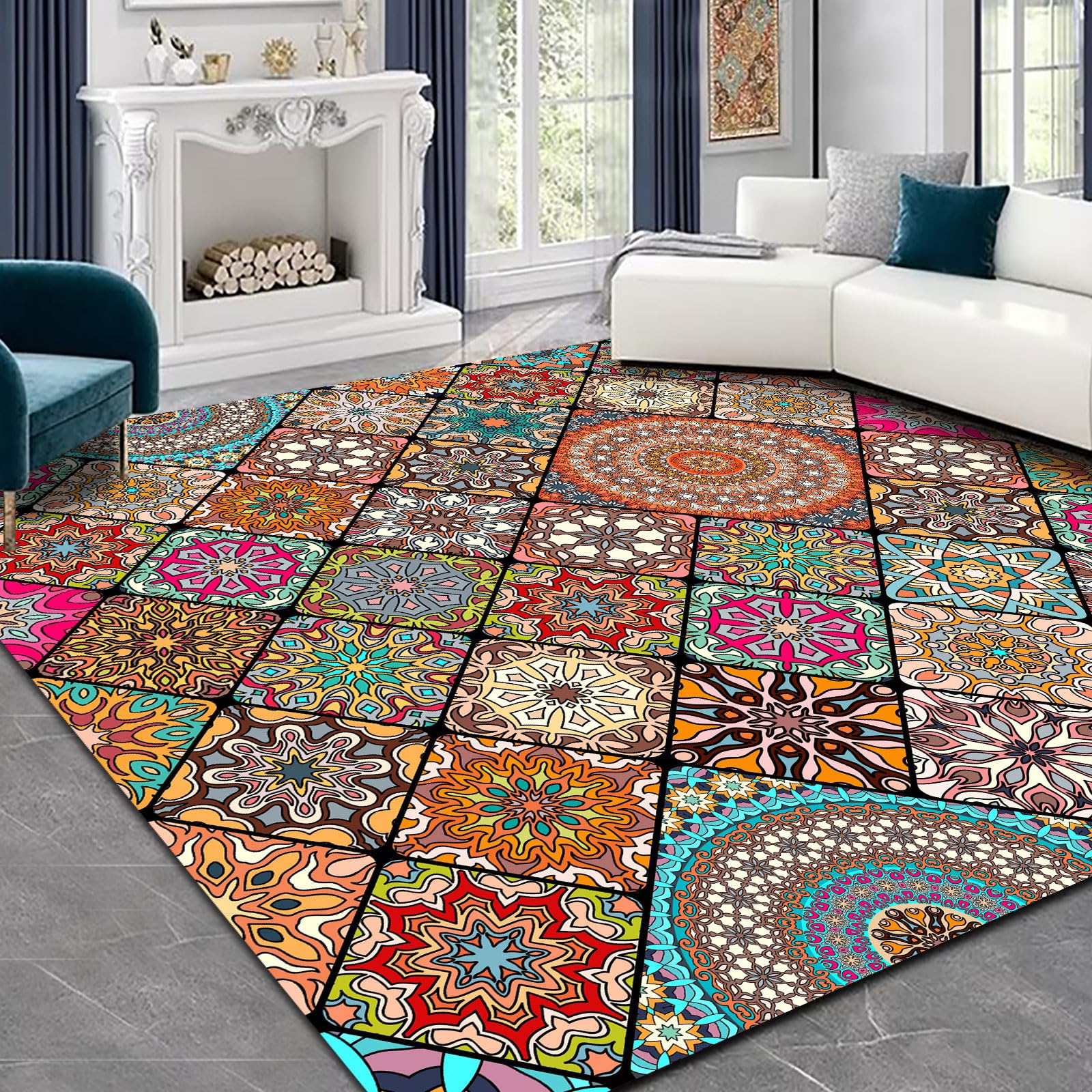 Dywaniki o wymiarach 1,6 x 2 m, duży dywan, 160 x 200 cm, zmywalny, do salonu, dekoracja, estetyczne akcesoria do sypialni, dywan, geometryczny, abstrakcyjny kolorowy