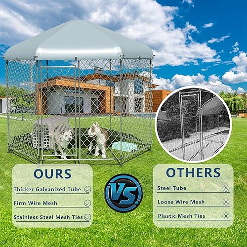 Miniatura 5 de Perrera para perros grandes, 6.9 pies de largo x 6.9 pies de ancho x 7.5 pies de alto, valla para perros al aire libre para patio, casa de perro