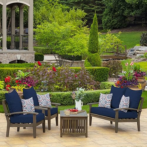 Miniatura 8 de Arden - Juego de cojines de asiento profundo para exteriores, 24 x 24 pulgadas, resistente a la intemperie, a la lluvia y a la decoloración, cojín