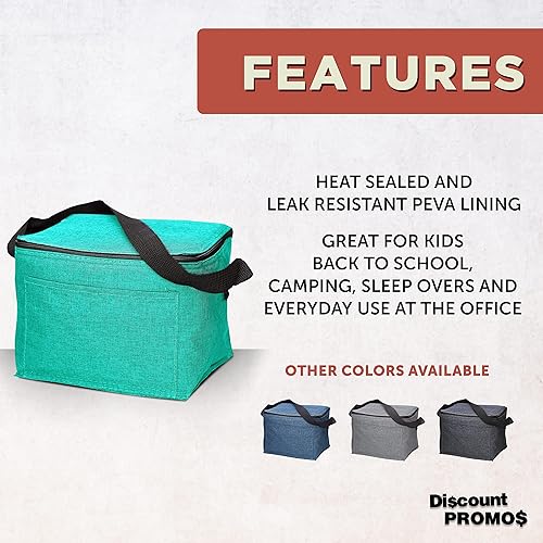 Miniatura 9 de DISCOUNT PROMOS Juego de 50 bolsas de almuerzo aisladas personalizadas, paquete personalizado a granel, perfecta para el trabajo, viajes, eventos al