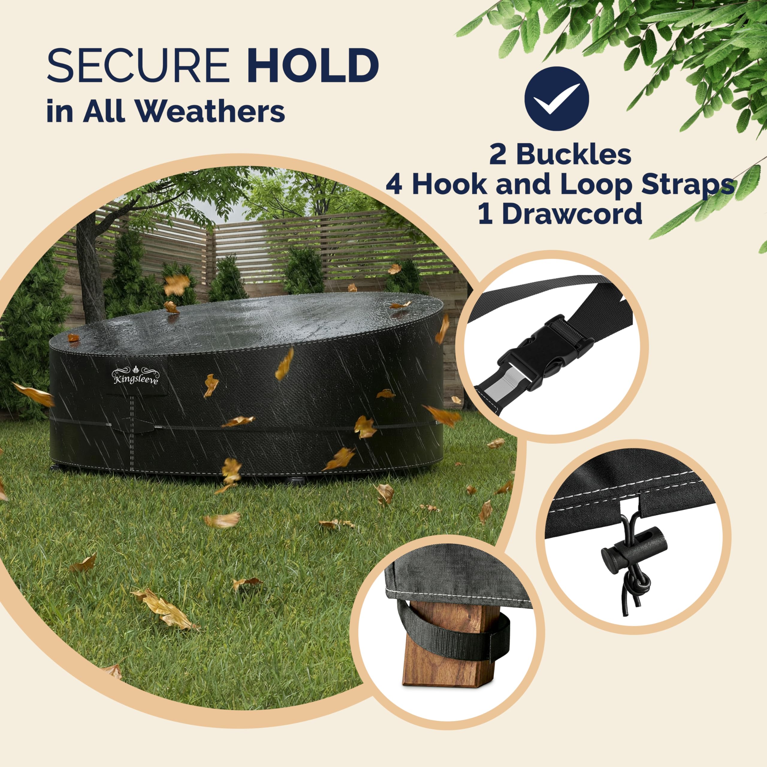 Kingsleeve® Copertura Protettiva per Isola Prendisole Impermeabile Resistente Telo di Protezione per Mobili da Esterno Copri-Lettino da Giardino Rotondo Ø188x229x90/50cm