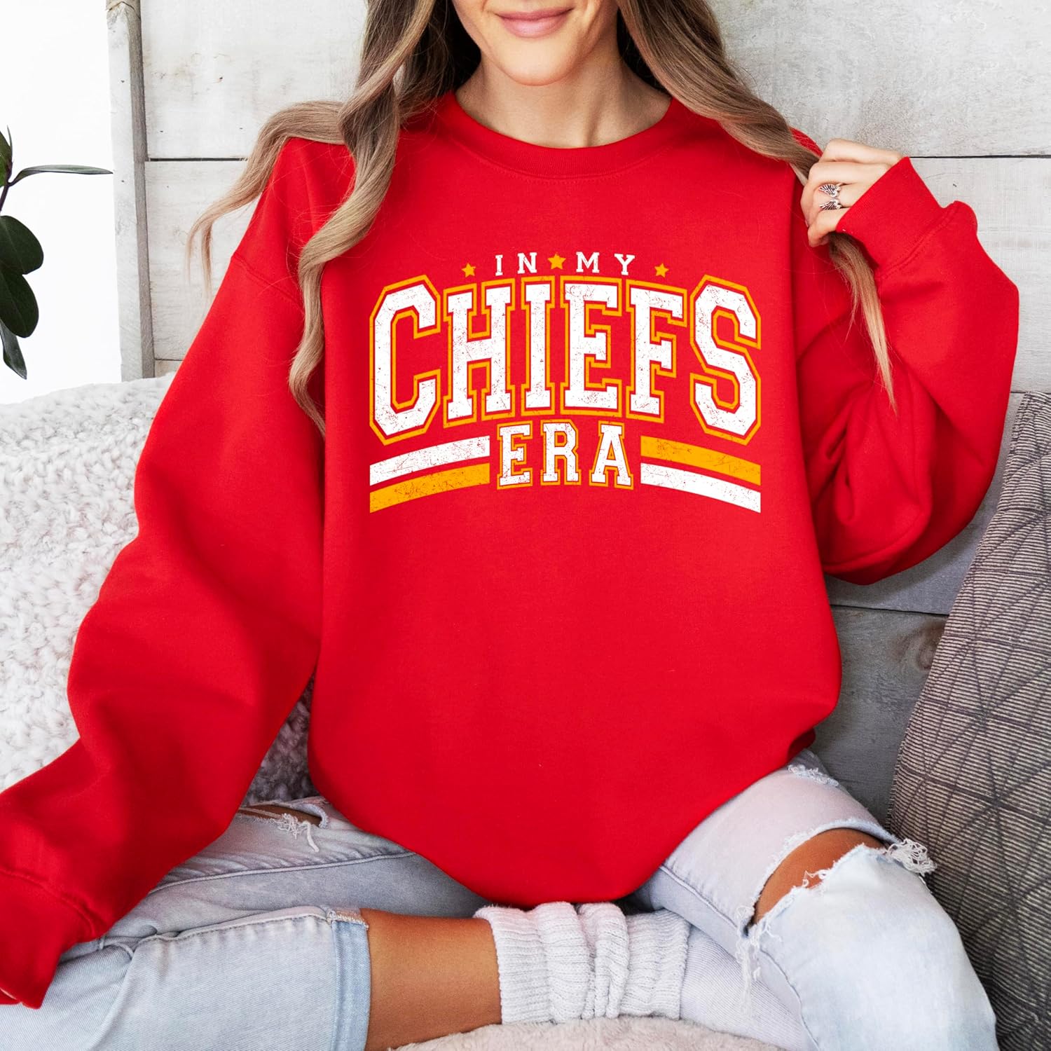 Olive Loves Apple In My Chiefs Era Sweatshirt for School Spirit Apparel for Adults and Kids