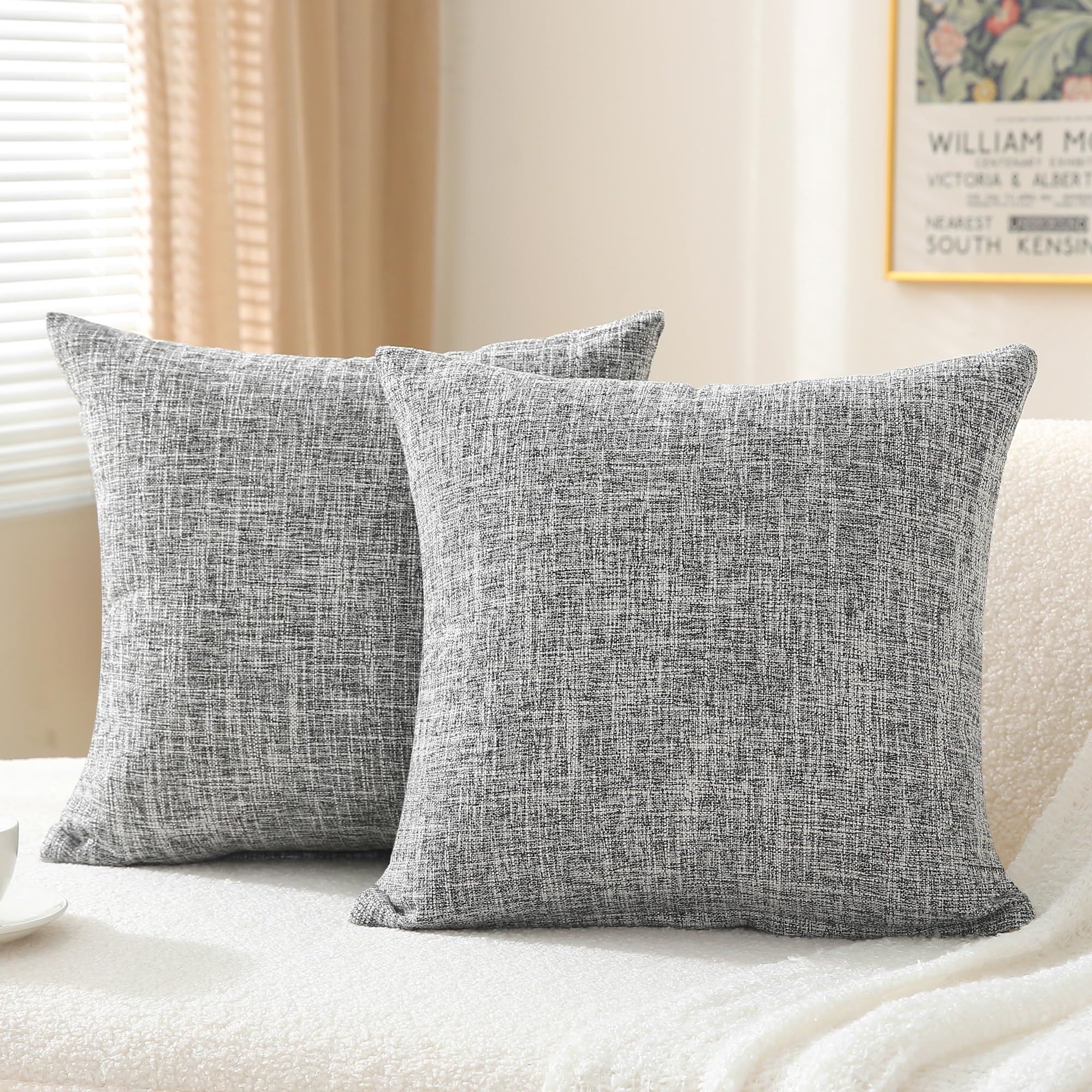 oecoel Decorative Throw Pillow Covers 16x16 Inch Super Soft Modern Farmhouse Pillow Case with Rustic Woven Textured, Outdoor Cushion Covers for Sofa