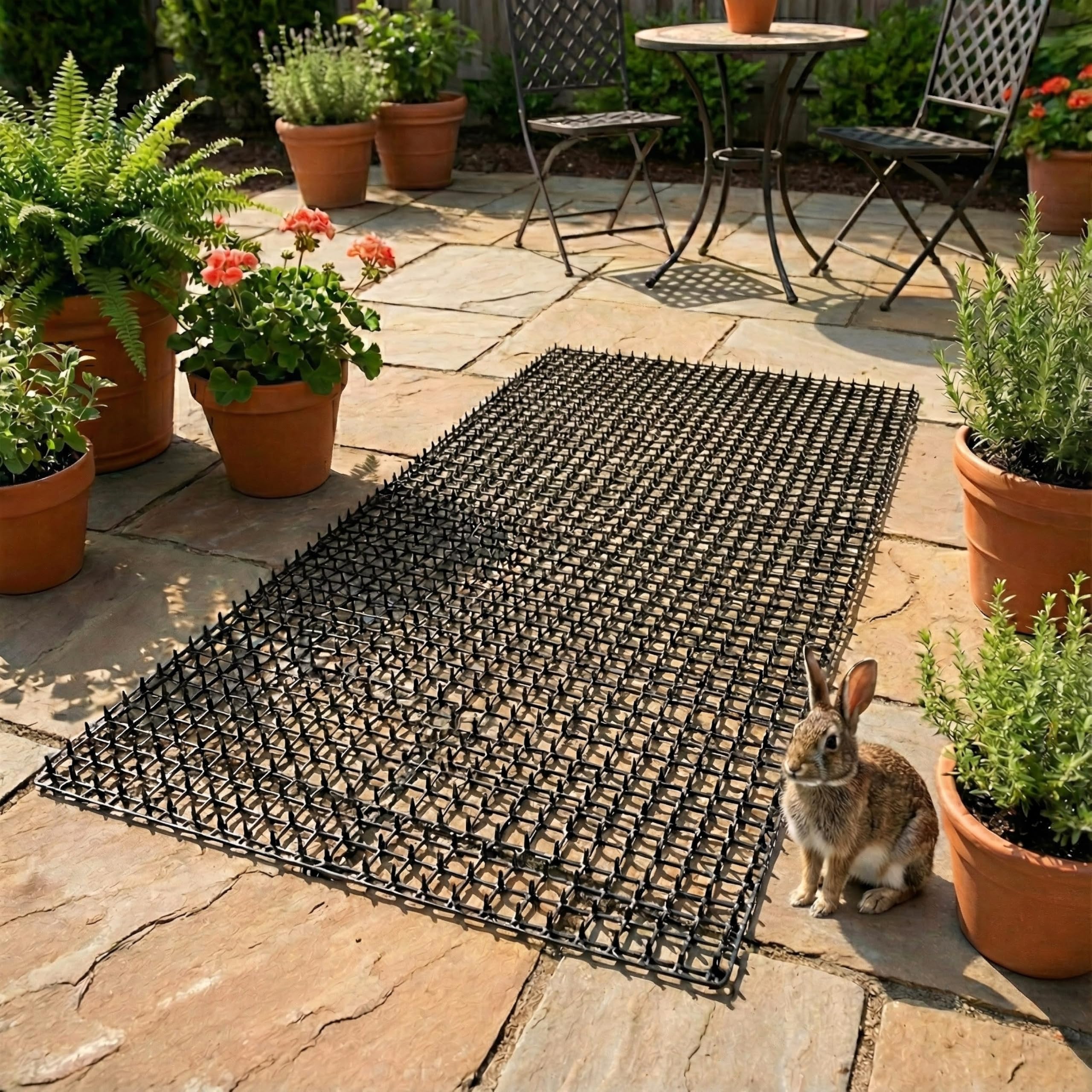 Geezy Black 6-Piece Animal Repellent Mats – Durable Plastic Cat Deterrents For Garden, Anti-Cat Spikes, Dog And Fox Deterrents For Garden, 49X14cm