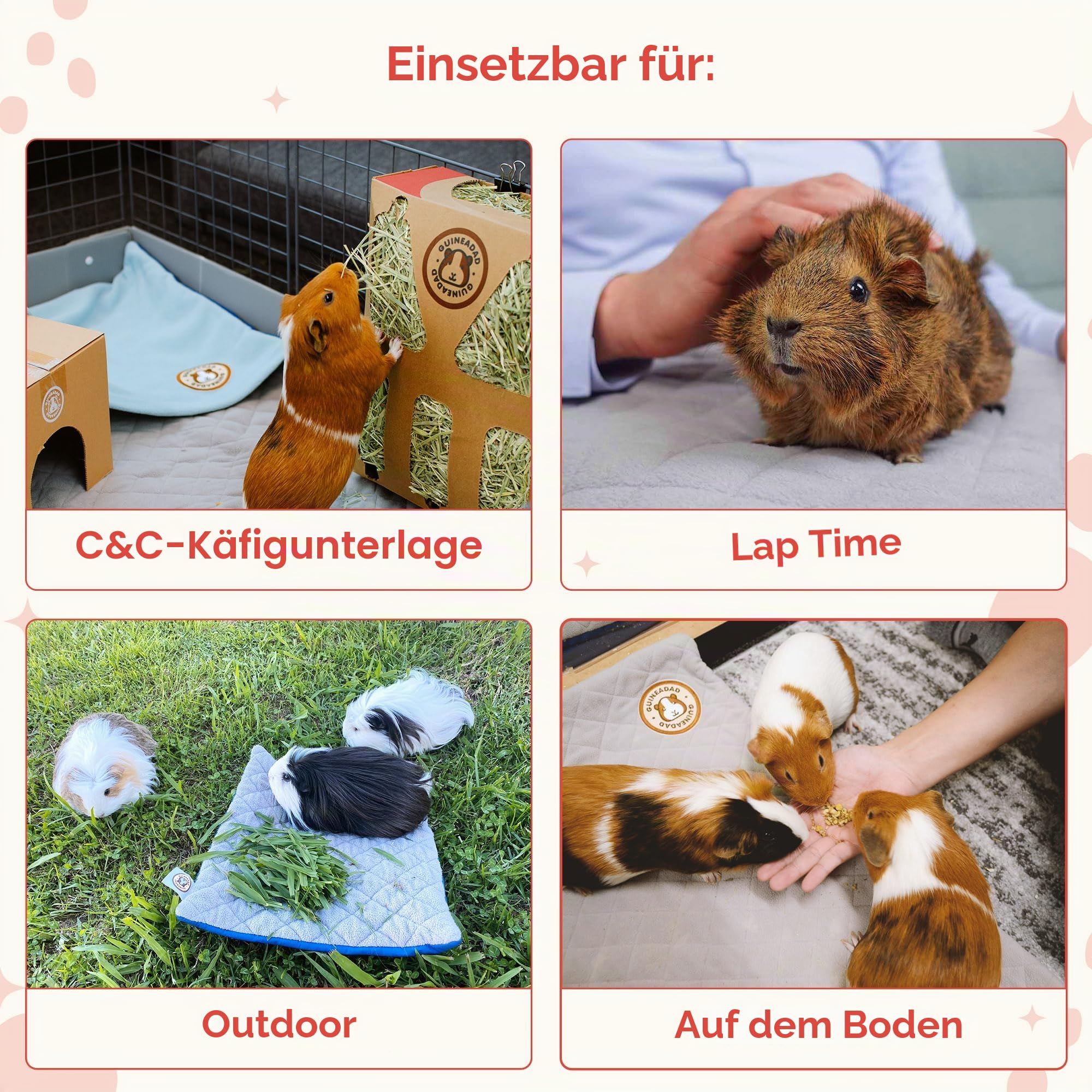 GuineaDad Liner - C & C 2x3 Größe, Gelb | Meerschweinchen Fleece Käfig Liner | Meerschweinchen Bettwäsche | Graben Taschenhülle | Extra saugfähiger Bambus | Wasserdichter Boden