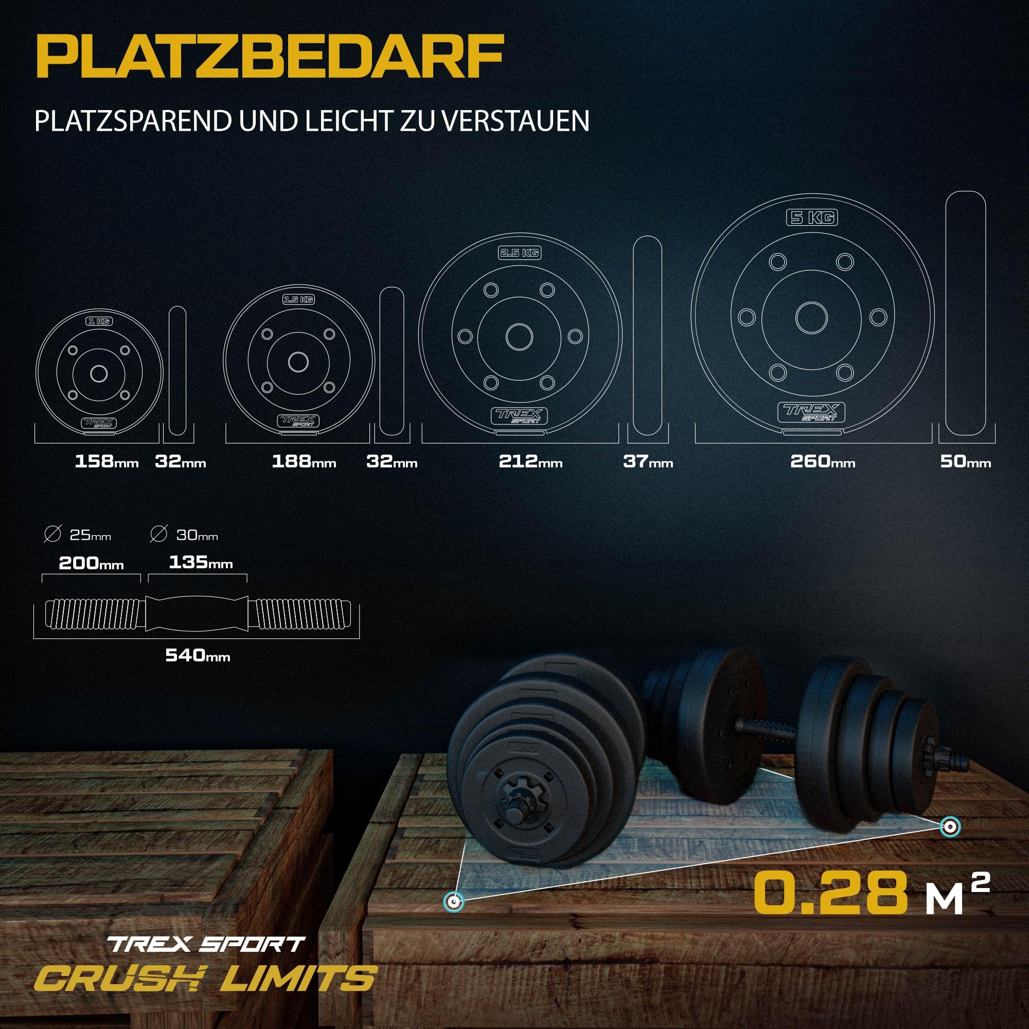 TREX SPORT Hanteln Set | Kurzhanteln 2er Set | 20kg 40kg Hantel Dumbbell Set