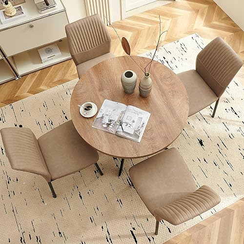 Miniatura 7 de Juego de mesa de comedor redonda de 37 pulgadas para 4, moderno juego de café de cocina de círculo pequeño para apartamento, sala de estar, oficina,