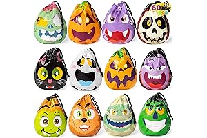 JOYIN Halloween Drawstring Treat Bags: 60Pcs Monster Candy Bags for Kids' Trick-or-Treating Adventures