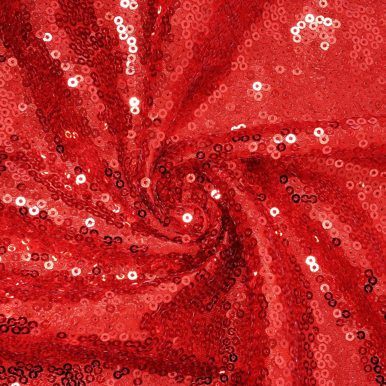 Eternal Beauty Red Sequin Fabric by The Yard, 5 Yard Red Satin-Backed Thicken Sequin Fabric，50 Inch Width Glitter Material for Party Decor Bridal Dress Wedding Decor and DIY Handmade Sewing