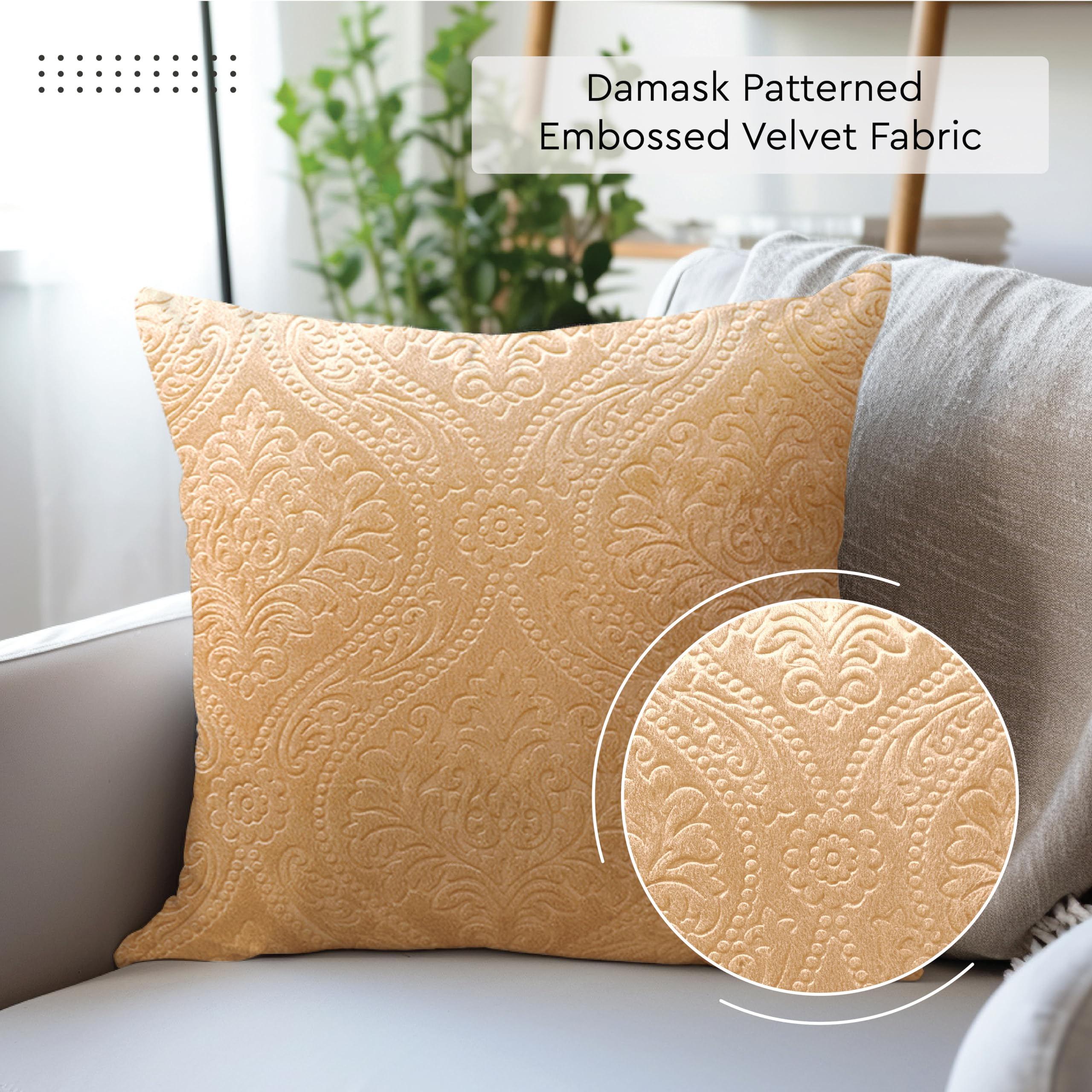 Encasa XO Luxury Embossed Velvet Cushion Covers, Plush Throw Pillow Covers For Elegant Living Rooms & Bedrooms - Image 3