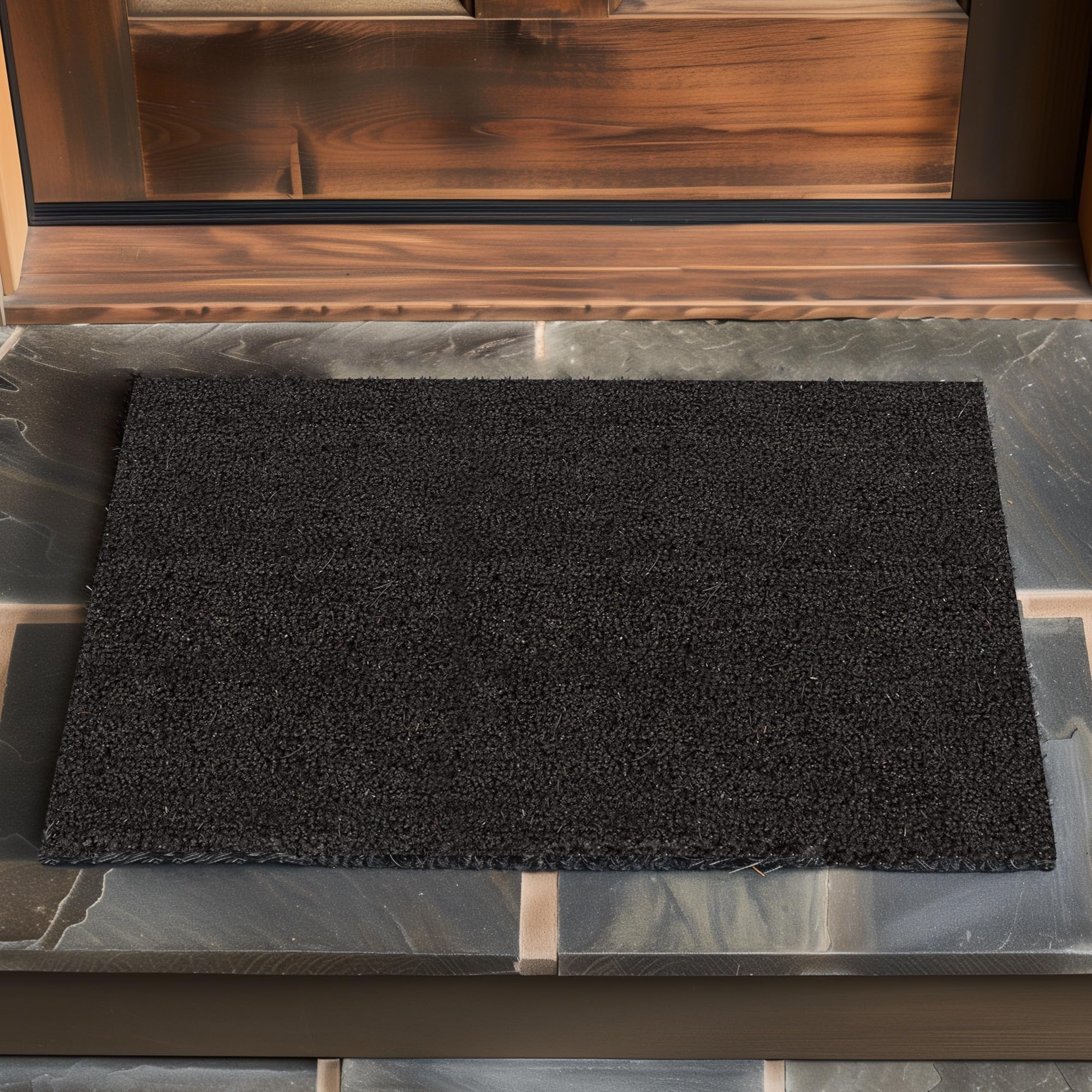 Felpudo de fibra de coco – Alfombrilla óptima para exteriores – antideslizante, resistente a la intemperie, para exterior – antracita, 40 x 60 cm, felpudos para puerta de casa, alfombra de