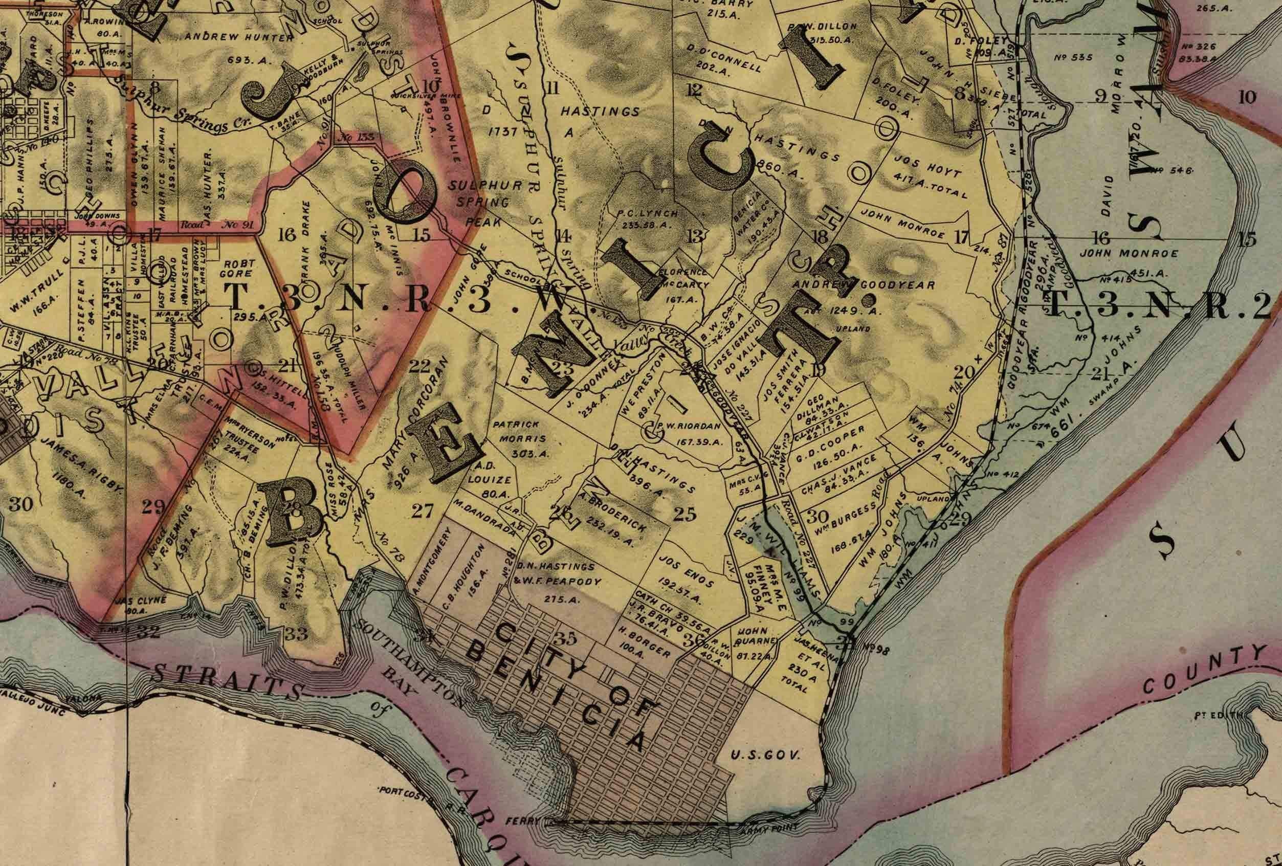 Amazon.com: Solano County California 1890 - Wall Map with Landowner Names  Farm Lines Genealogy Old Map Reprint : Handmade Products