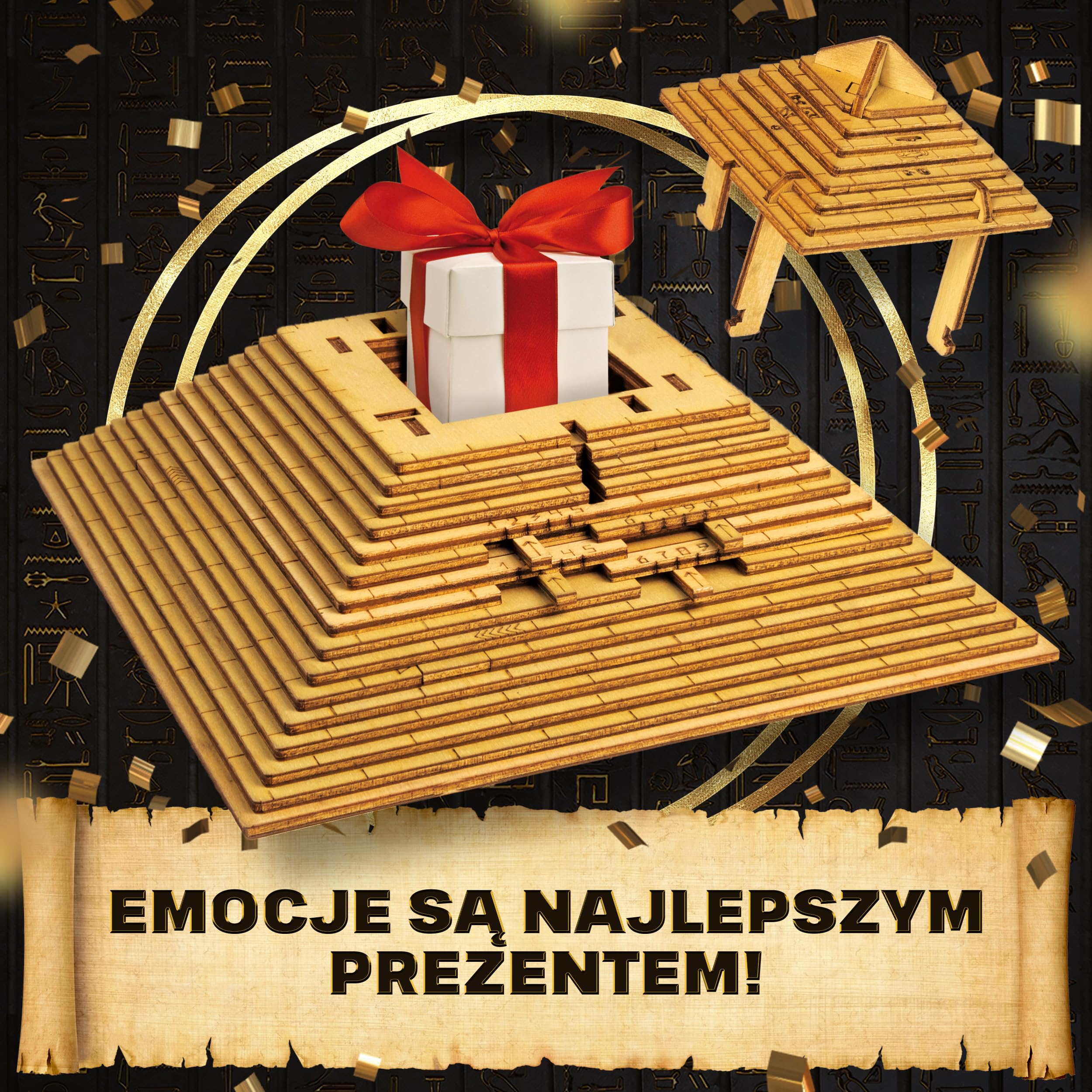 ESC WELT Quest Pyramid Puzzle Box - Escape Room w Pudełku - Zagadka Logiczna dla Dorosłych i Nastolatków - Pudełko z Ukrytą Przegródką - 3D Puzzle dla Dorosłych - Drewniane Puzzle