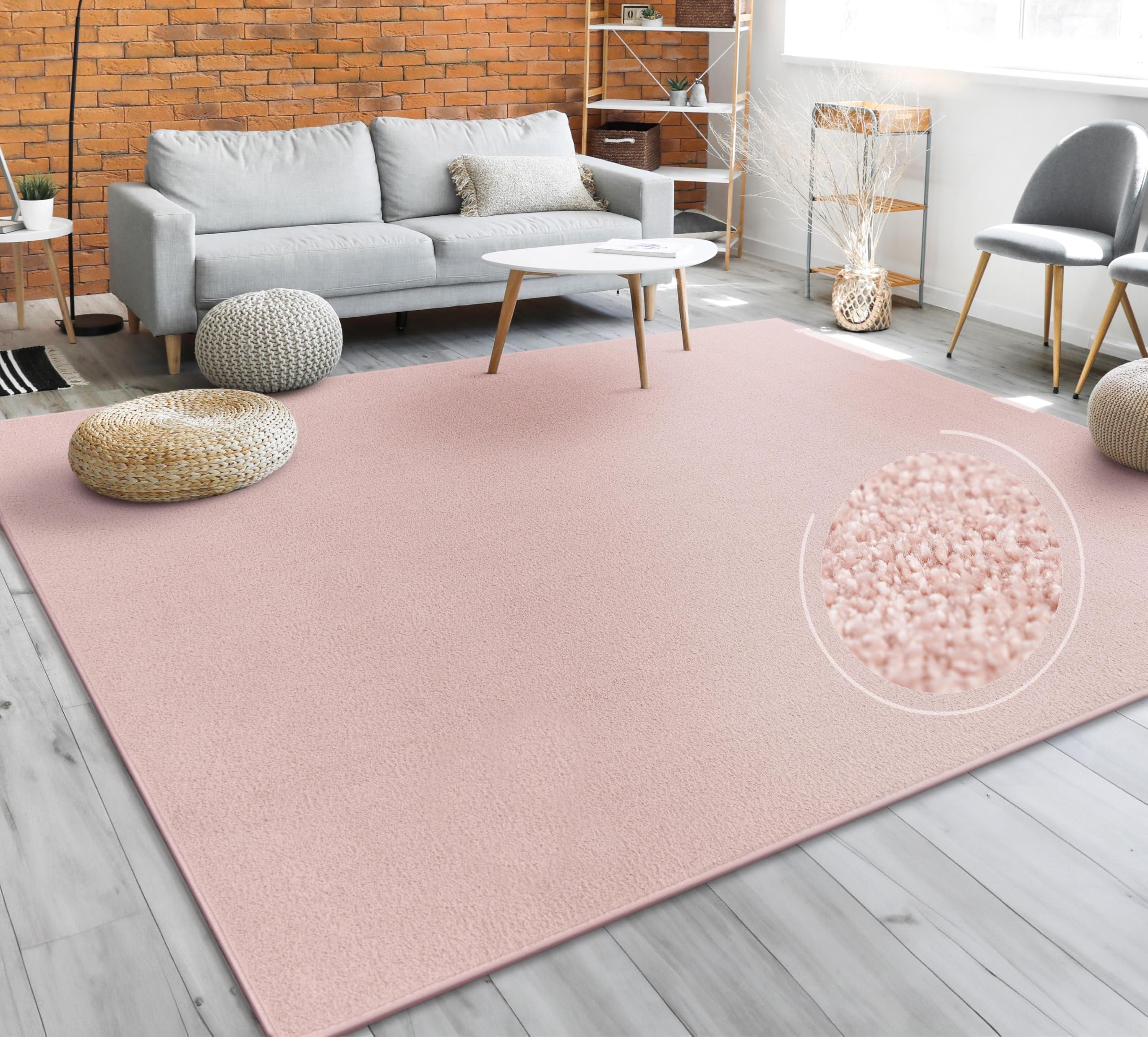 Paco Home Teppich Wohnzimmer Schlafzimmer Esszimmer Kurzflor Moderne Optik Einfarbig Pastell, Grösse:80x250 cm, Farbe:Rosa