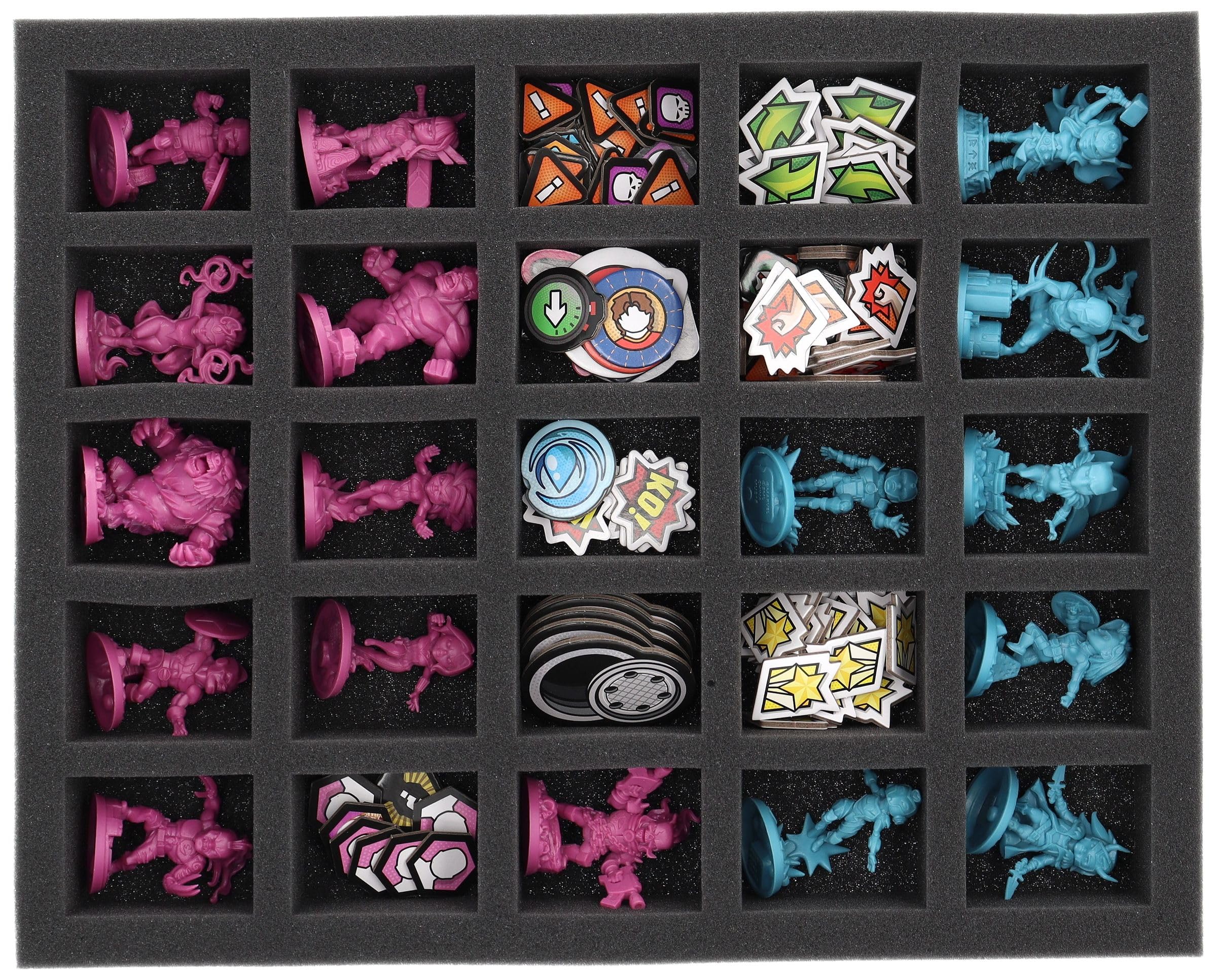 Feldherr Lagerbox-Set + 2 Spielkarten-Sortierboxen kompatibel mit Marvel United: Multiverse 'Herald Pledge' - Sichere Aufbewahrung für Miniaturen + Zubehör
