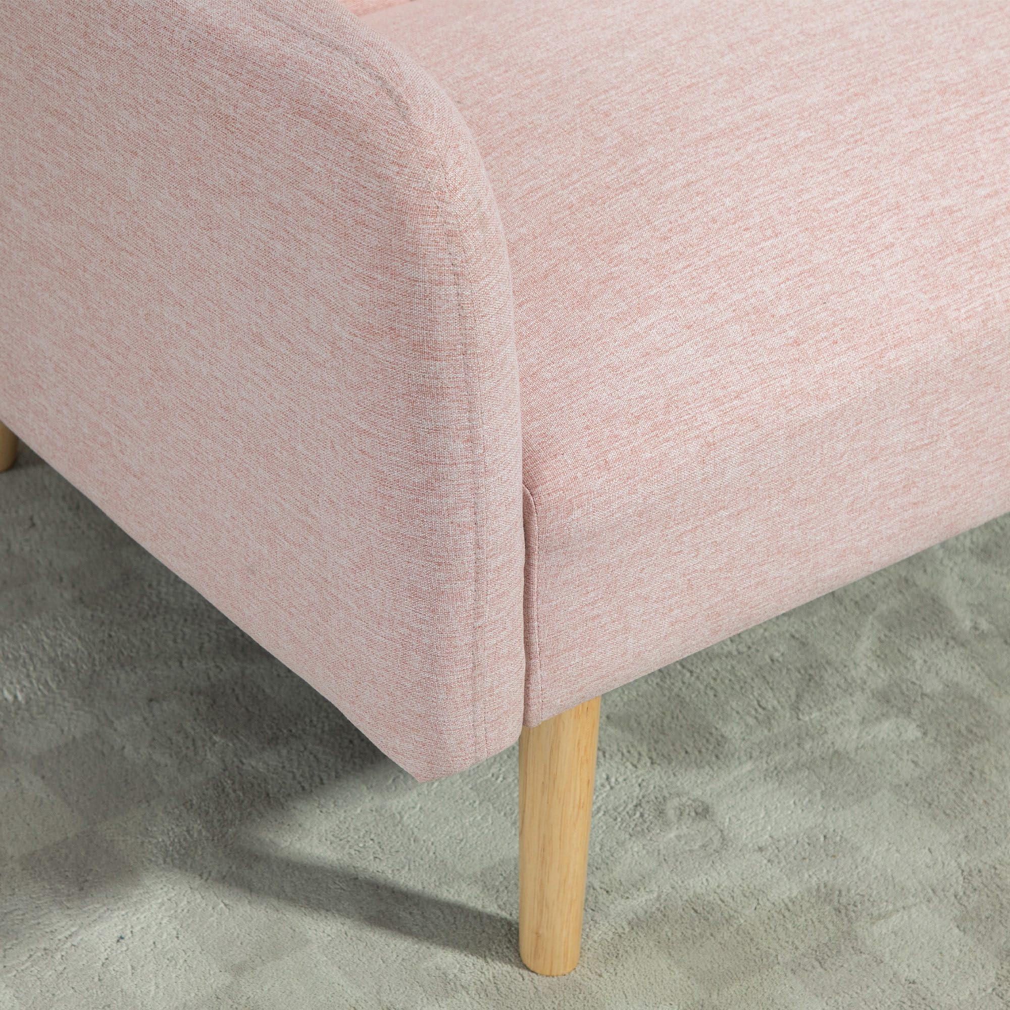 HOMCOM Sofá Cama de 2 Plazas Moderno 173x75x73 cm Sofá Cama Plegable Tapizado en Lino Sintético con Respaldo Ajustable en 3 Niveles y Reposabrazos Desmontables para Salón Oficina Rosa