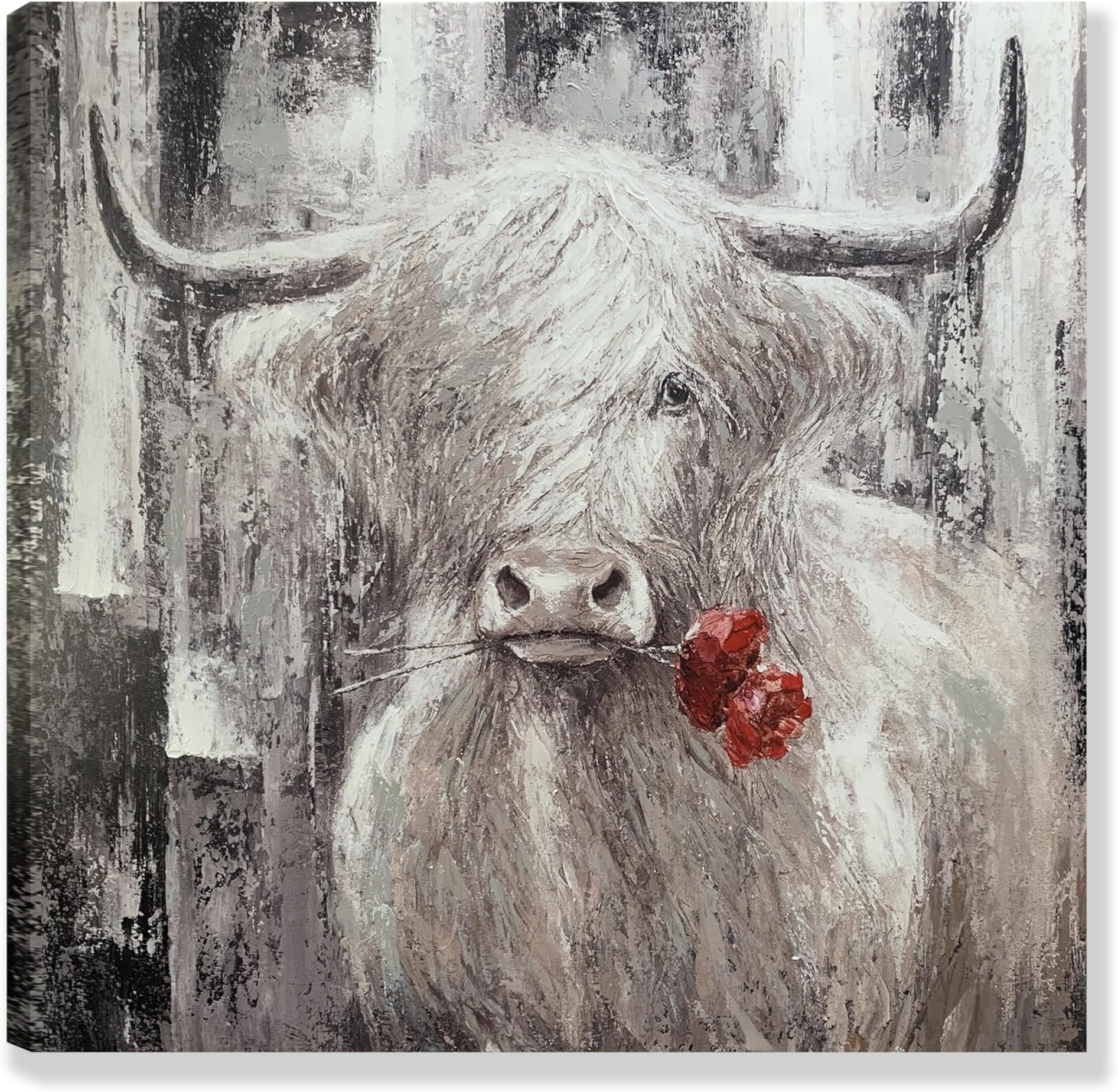 RICHSPACE ARTSLarge Living Room Wall Art Farmhouse Style Highland Cow Pictures Modern Rustic Paintings Wall Decor 32x32