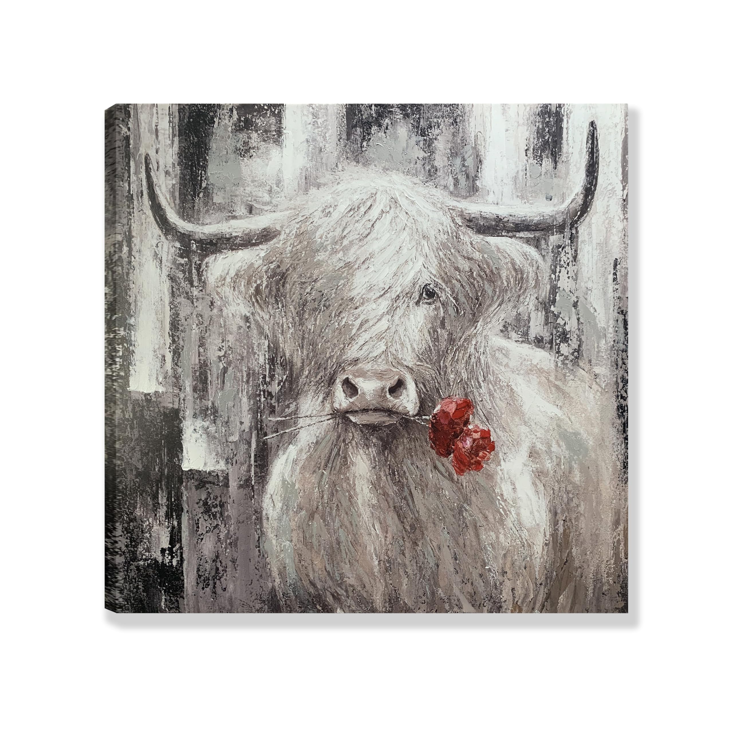 RICHSPACE ARTSLarge Living Room Wall Art Farmhouse Style Highland Cow Pictures Modern Rustic Paintings Wall Decor 32x32