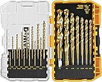 DEWALT 21-Piece Titanium Nitride Drill Bit Set DW1342 - Long-Life Bits for Metal, Wood & Plastic